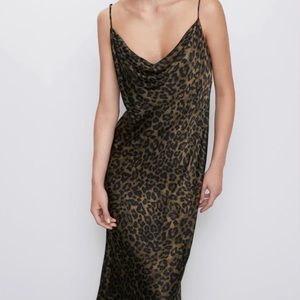 ZARA WOMEN NEW LEOPARD PRINT MINI/MAXI SLIP DRESS SIZE S NWT